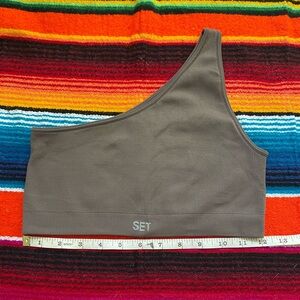 SET ACTIVE Ribbed One Shoulder Bra, size M, pepper